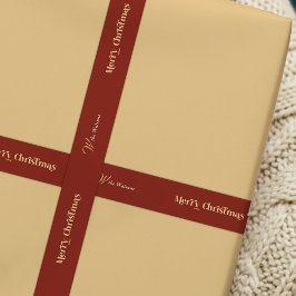 Lazo De Raso Trendy Retro Merry Christmas Custom Name Red