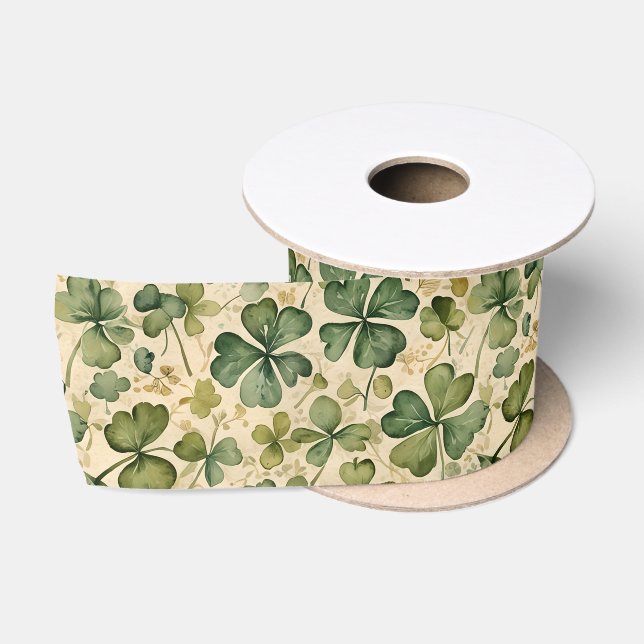 Lazo De Raso Trepadores Verdes Delicados Sin Costuras (Carrete)