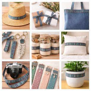 Lazo De Raso Tribu rosa y turquesa