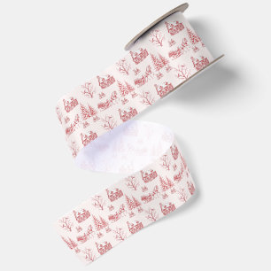 Lazo De Raso Trineo de Caballo de Toile de Navidad con Crema Ro