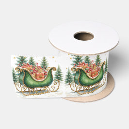 Lazo De Raso Trineo de Navidad vintage acuarela