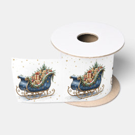 Lazo De Raso Trineo de Navidad vintage acuarela