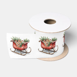 Lazo De Raso Trineo de Navidad vintage acuarela