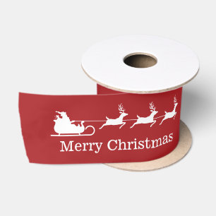 Lazo De Raso Trineo de Santa Claus rojo y blanco y texto de Fel