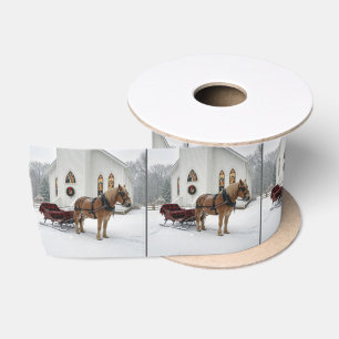 Lazo De Raso Trineo tirado por caballos de Navidad esperando ju