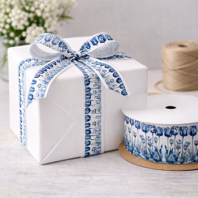 Lazo De Raso Tulipanes en Azul Delft (Subido por el creador)