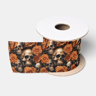 Lazo De Raso Un diseño de la serie Una Calavera y Rosas 9