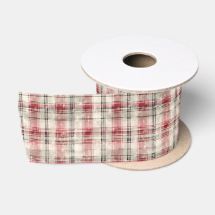 Lazo De Raso Un diseño floral de tartán de Navidad Serie #15