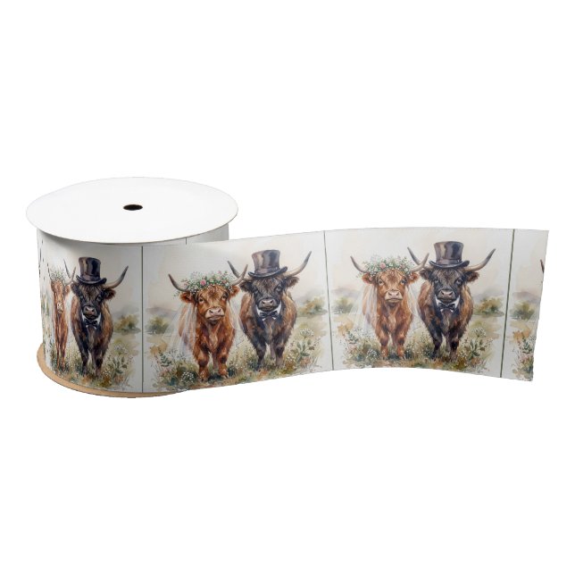 Lazo De Raso Vaca Highland Bride y Groom de Boda (Carrete)