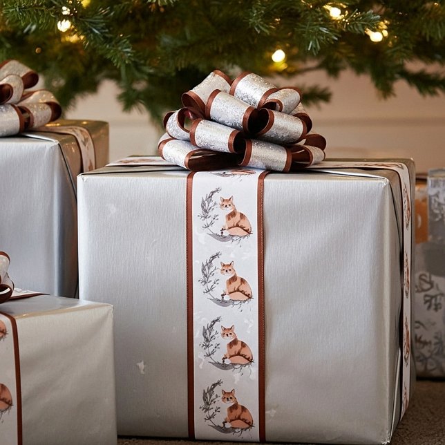 Lazo De Raso Vacaciones de zorro acuarela y nieve (Subido por el creador)