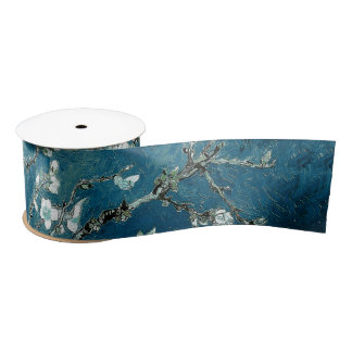 Lazo De Raso Van Gogh Almond Blossoms Oscuro Verde azulado