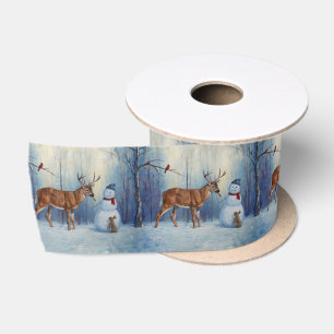 Lazo De Raso Venado y feliz invierno de Snowman