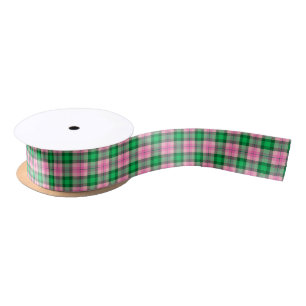 Lazo De Raso Verde Esmeralda, Plaid Preppy Rosa Fucsia