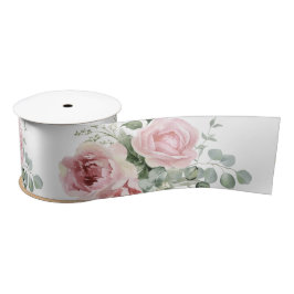 Lazo De Raso Verde floral de rosa rosa botánica