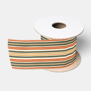 Lazo De Raso Verde Oliva Naranja y Marfil