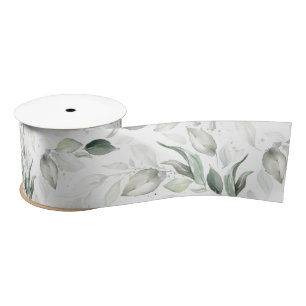 Lazo De Raso Verde plateado primaveral follaje elegante blanco