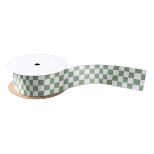 Lazo De Raso Verde sabio y blanco