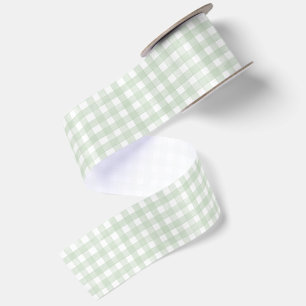 Lazo De Raso Verde Salvia Gingham Clásico