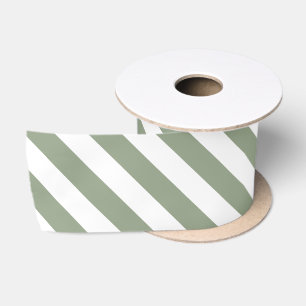 Lazo De Raso Verde Salvia y Raya Blanca 
