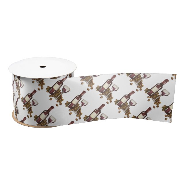 Lazo De Raso Vino Rojo Vidrio Botella Uvas Bodega Vegetación (Carrete)