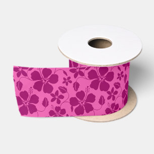LAZO DE RASO VINO TINTO BURGUNDY CON ESTAMPADO HULA HAWAIANO (H