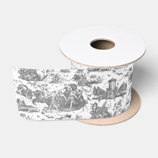 Lazo De Raso Vintage Chariot francés de Dawn Toile de Jouy-Gray