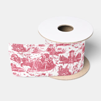 Lazo De Raso Vintage Chariot francés de Dawn Toile de Jouy-Red