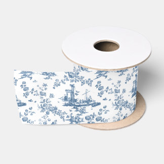 Lazo De Raso Vintage English Floral Toile de Jouy-Blue