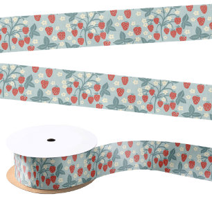 Lazo De Raso Vintage Floral Botánico Cottagecore de Fresa