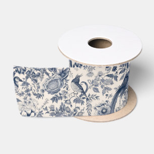 Lazo De Raso Vintage French Blue Toile Fleurie