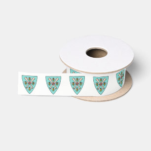 Lazo De Raso Vintage heráldico 4 Abejas Volutas en Escudo Crest