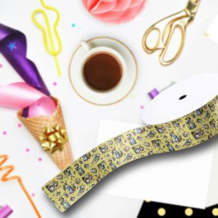 Lazo De Raso Vintage Yellow Watercolor Easter Bunny Pattern