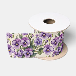 Lazo De Raso Violetas Dulces Floral