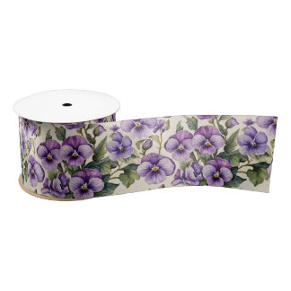 Lazo De Raso Violetas Dulces Floral