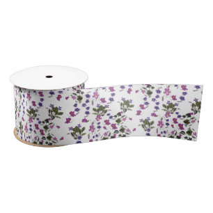 Lazo De Raso Violets Garlands Satin Ribbon 3"