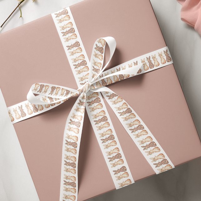 Lazo De Raso Watercolor Bunny Trio Easter (Watercolor Bunny Trio Easter Satin Ribbon)