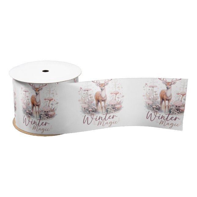 Lazo De Raso Watercolor Winter Magic Deer (Carrete)