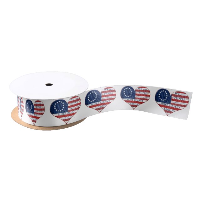 Lazo De Raso We The People American Flag Heart (Carrete)
