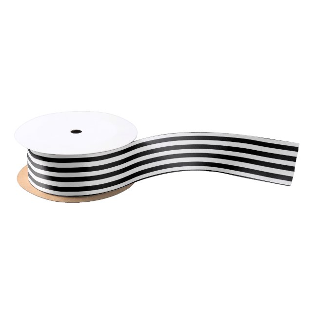 Lazo De Raso White & Black Stripes Geometric Pattern (Carrete)