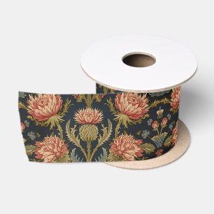 Lazo De Raso William Morris cardo escocés floral vintage 