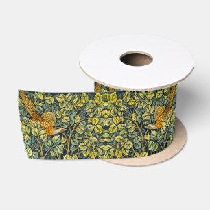 Lazo De Raso William Morris Vintage Faisán Ardilla Flor