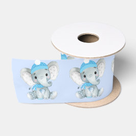 Lazo De Raso Winter Elephant Blue boy Satin Ribbon Stool Bow