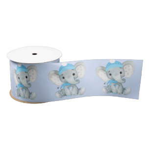 Lazo De Raso Winter Elephant Blue boy Satin Ribbon Stool Bow