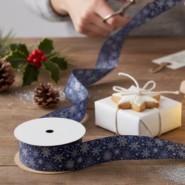 Lazo De Raso Winter Wonderland Snowflake Holiday Ribbon (Snowflake holiday ribbon)