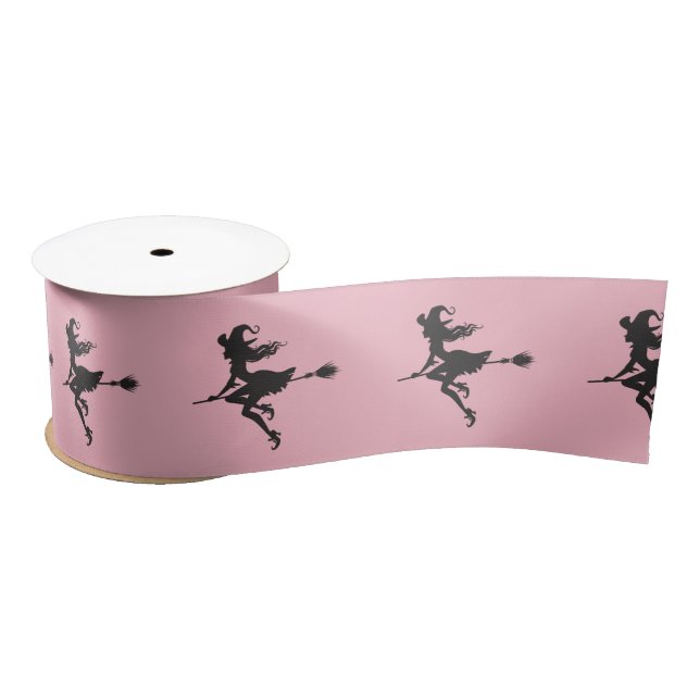 Lazo De Raso Witch Riding Broom Halloween Thunder_Cove (Carrete)