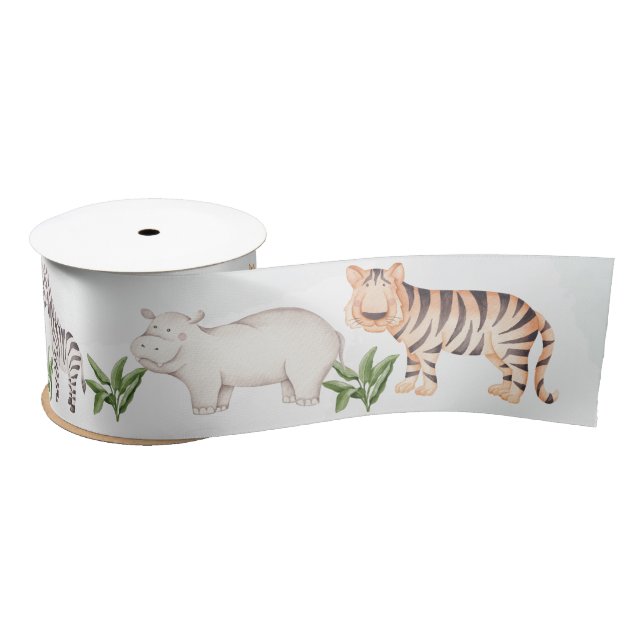 Lazo De Raso Woodland Animals Jungle Greenery Baby Shower (Carrete)