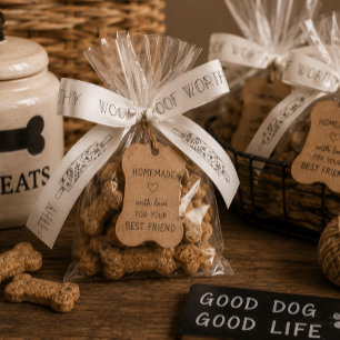 Lazo De Raso Woof Worthy   Golosinas Caseras para Perros Blanca