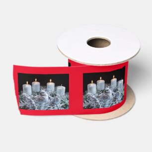 Lazo De Raso Wreath de advenimiento blanco