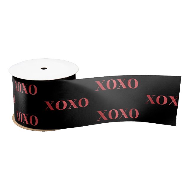 Lazo De Raso XOXO valentine's day Chic black red glitter (Carrete)