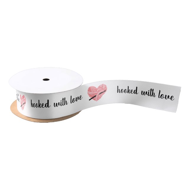 Lazo De Raso Yarn Heart Crochet Hook + Tu Texto (Carrete)